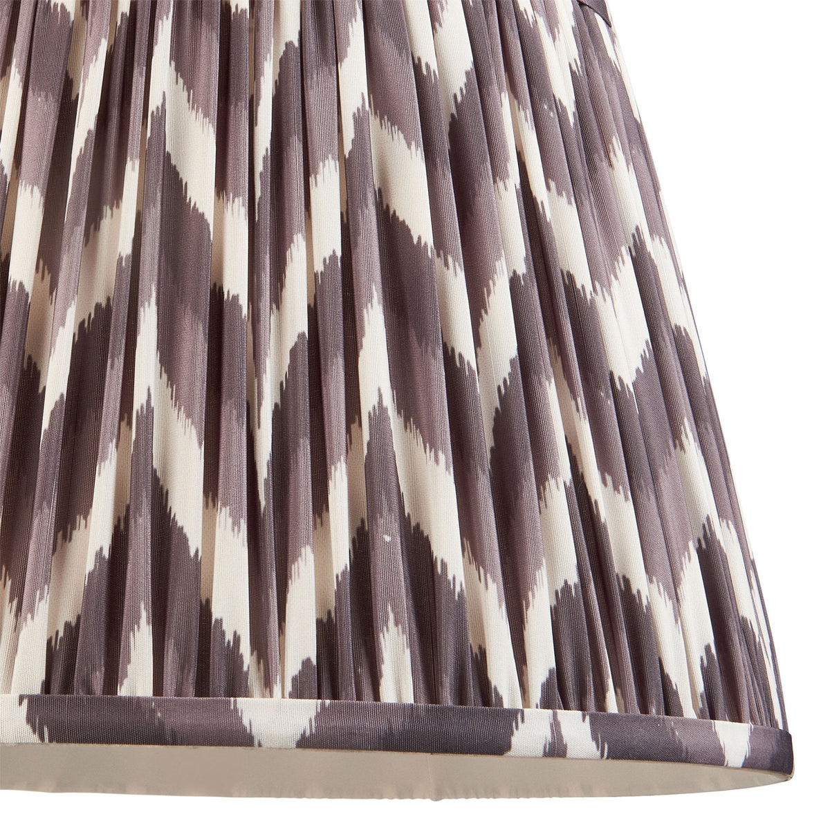Carnaby Floor Lamp in Satin Almond White Painted Finish with Zigzag 35cm Pearl Grey Faux Silk Fabric Shade
