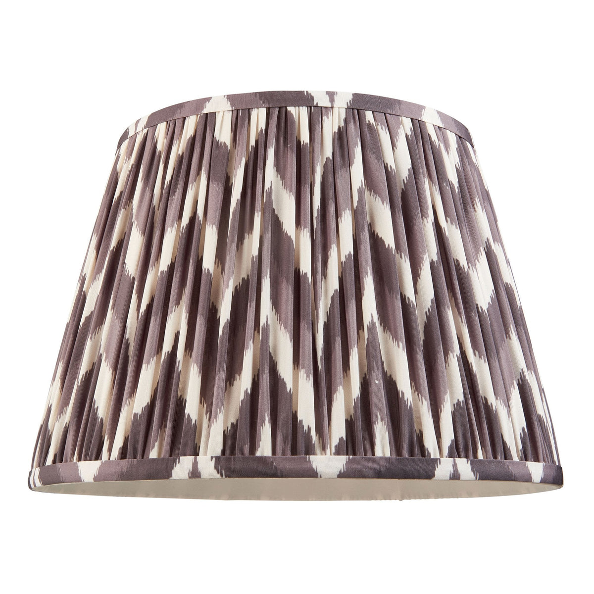 Carnaby Floor Lamp in Satin Almond White Painted Finish with Zigzag 35cm Pearl Grey Faux Silk Fabric Shade