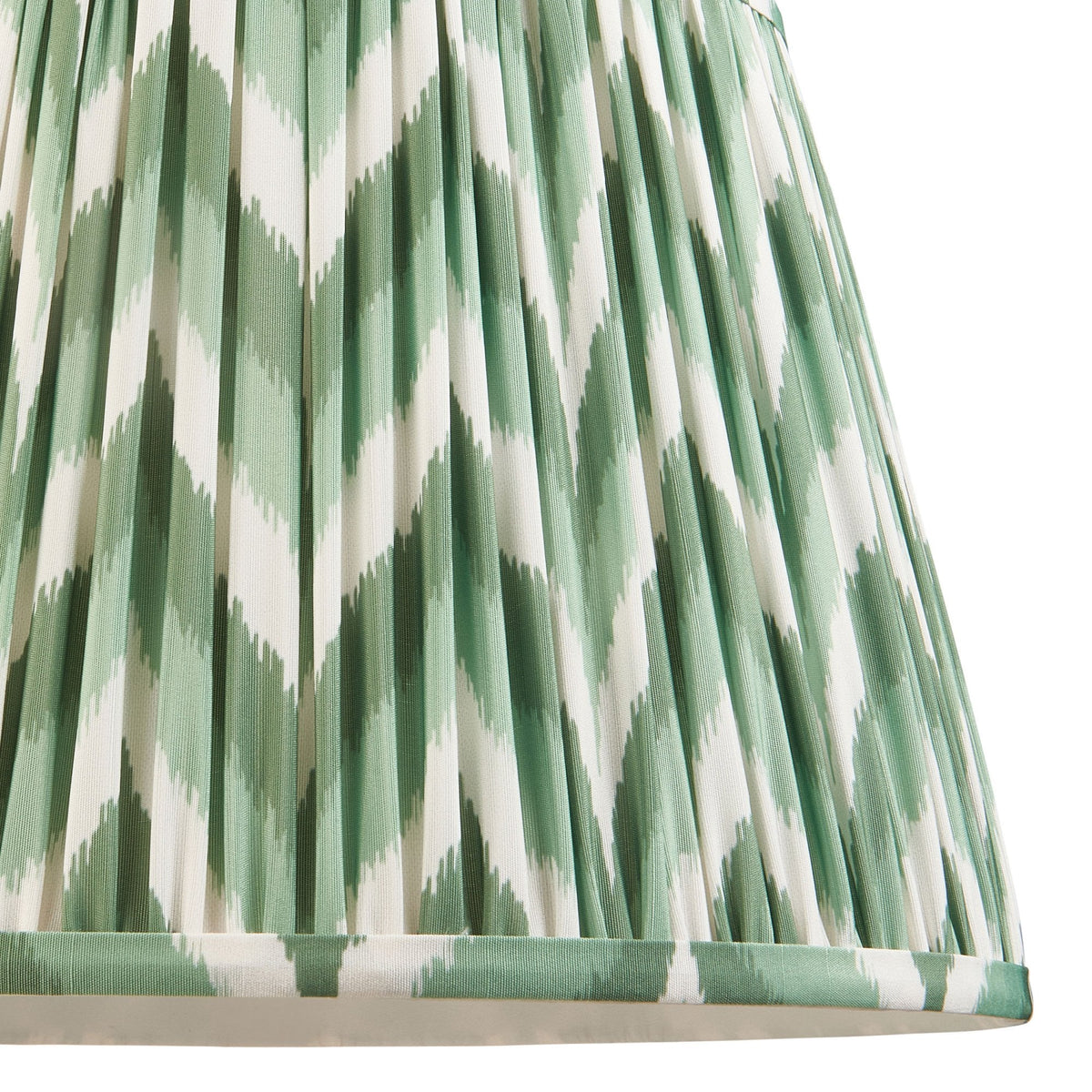 Carnaby Floor Lamp in Satin Cotswold Green Painted Finish with Zigzag 35cm Cotswold Green Faux Silk Fabric Shade