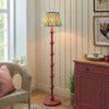 Carnaby Floor Lamp in Satin Pink Clay Painted Finish with Zigzag 35cm Cotswold Green Faux Silk Fabric Shade