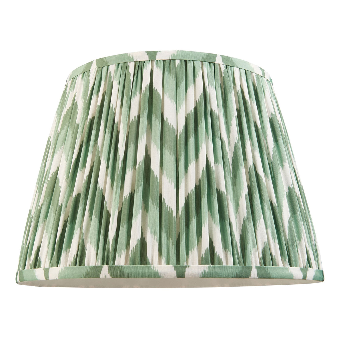 Carnaby Floor Lamp in Satin Pink Clay Painted Finish with Zigzag 35cm Cotswold Green Faux Silk Fabric Shade