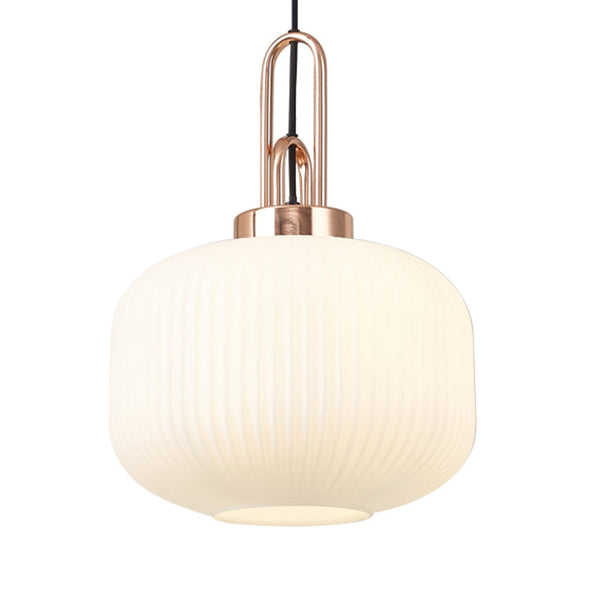 Atherington Pumpkin 4 Drop Linear Pendant in Copper with Opal Shades