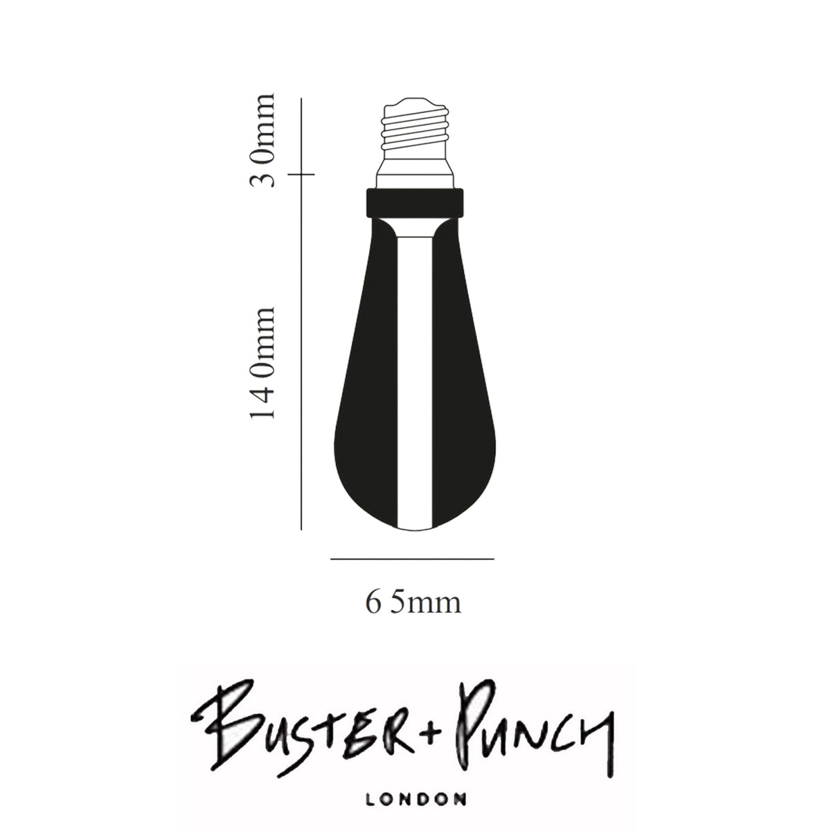 Buster Bulb 2w E27 Teardrop Smoked Dimmable 60 Lumen 2500 Kelvin
