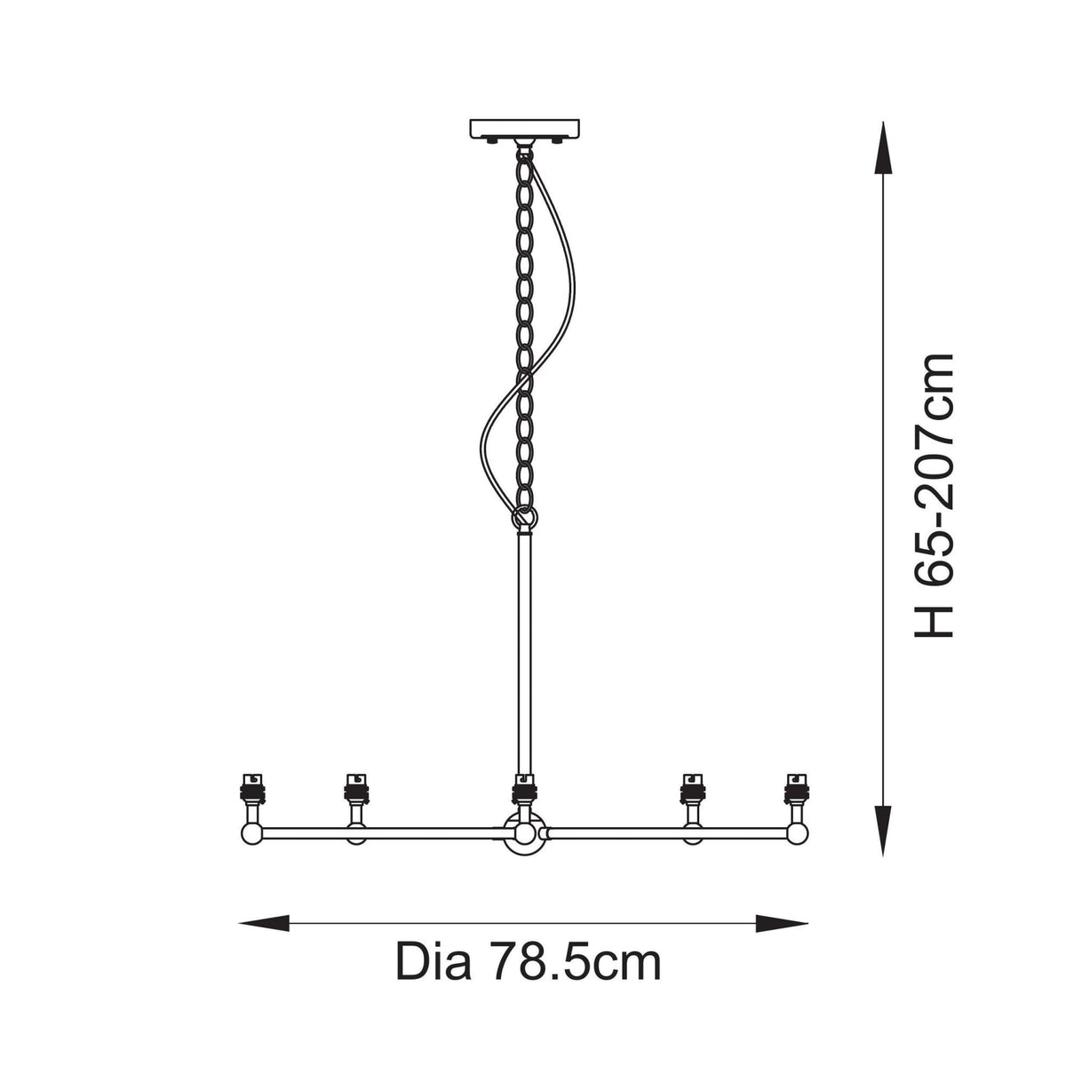 Santiago Five Arm Pendant in Brushed Aged Brass