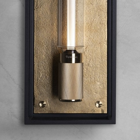 Buster + Punch Caged Wet IP44 Wall Light with Knurled Lamp Holder In Black & Brass