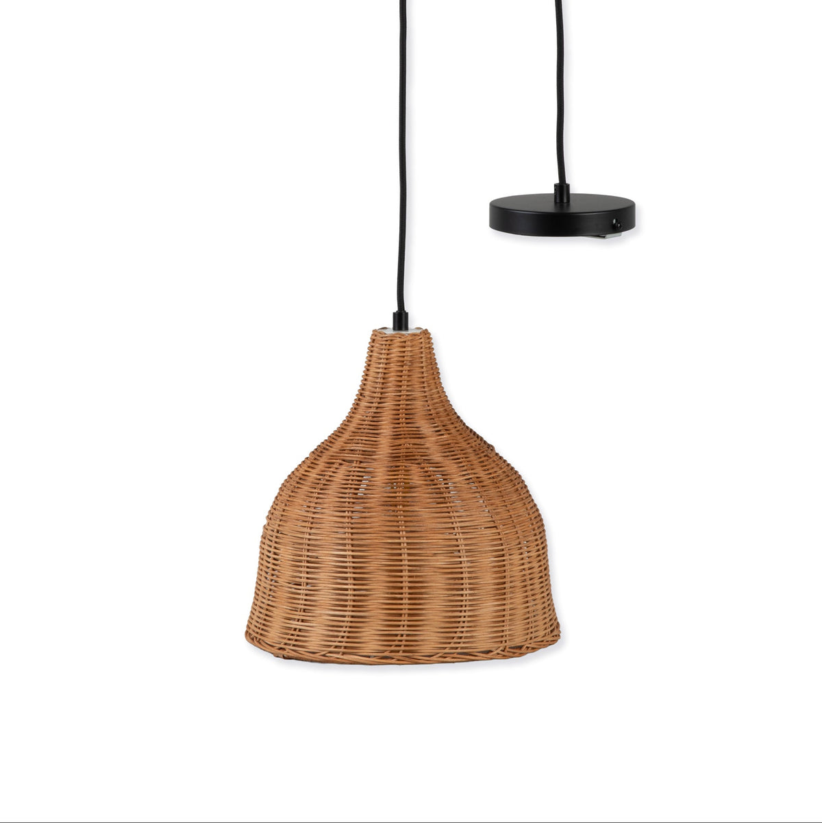 Mouldon Small Pendant in Rattan by Garden Trading Lighting isolated on a white background