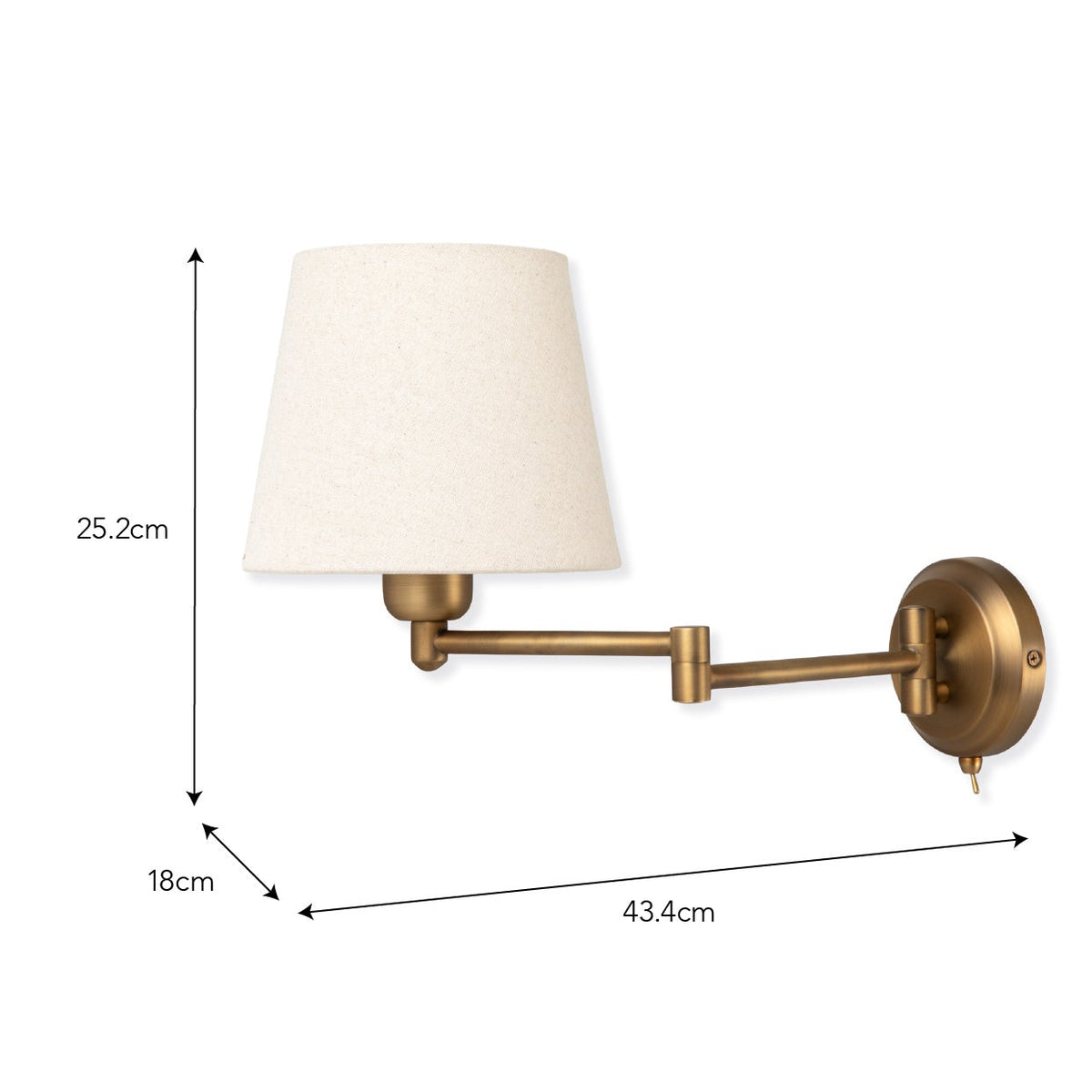 Peartree Single Swing Arm Switched Wall Light in Antique Bronze