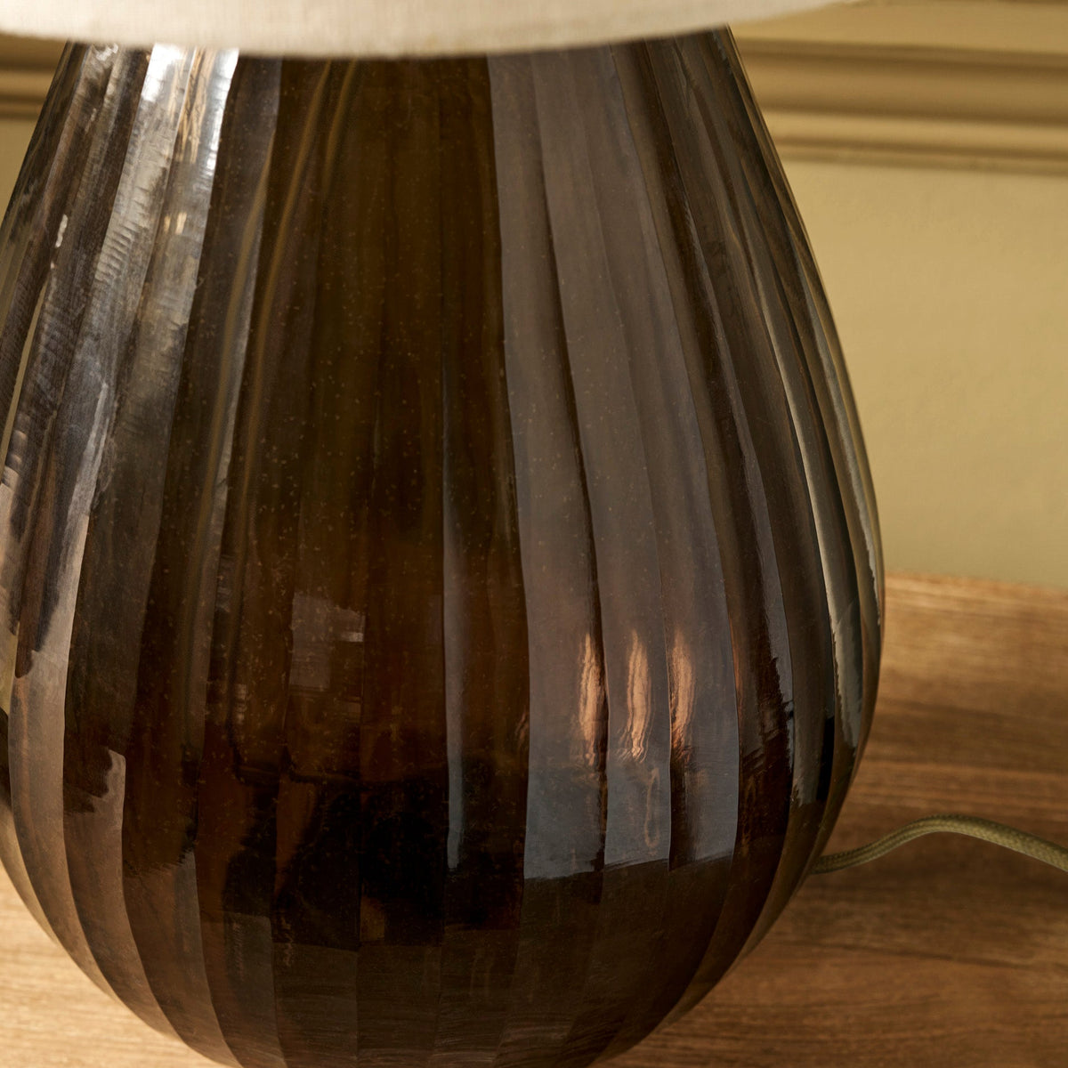 Alderton Antique Brown Glass Table Lamp With Linen Shade