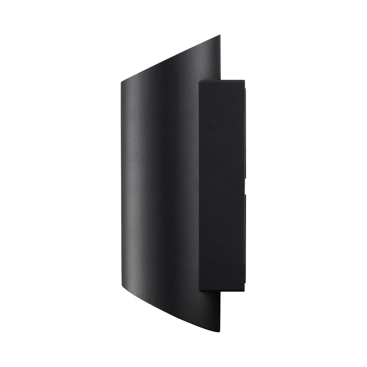 Black curved wall light with textured finish