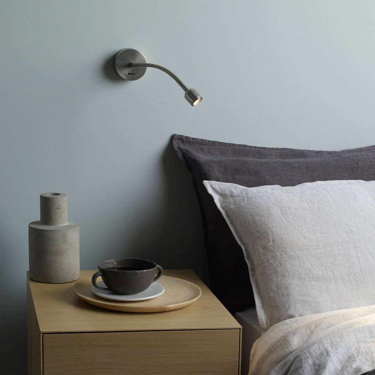 Fosso Switched LED Reading Wall Light Matt Nickel