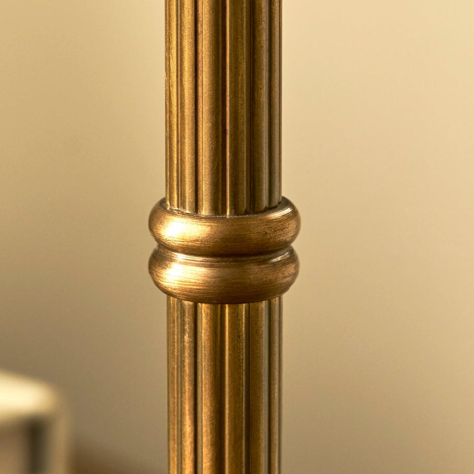 Kelmscot Table Lamp in Antique Brass With Linen Shade