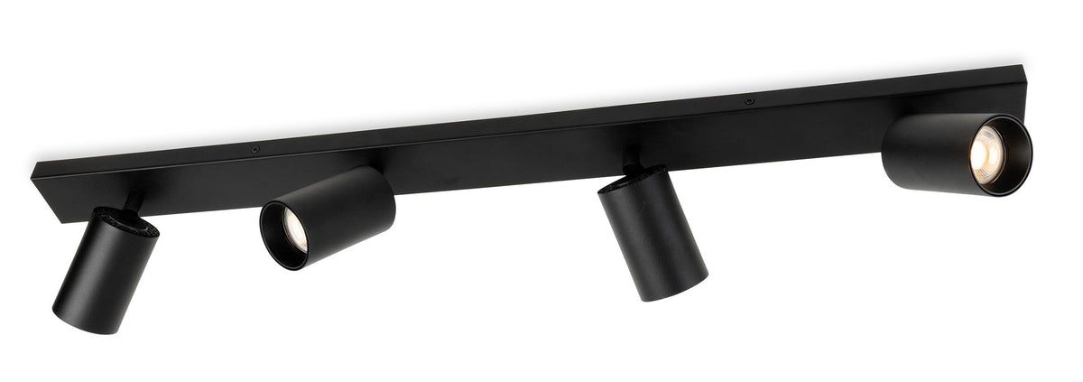 Black ceiling light with four adjustable spotlights