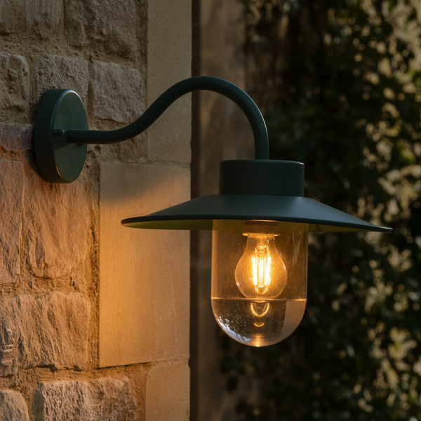 Swan Neck Exterior Wall Light in Thistle Green