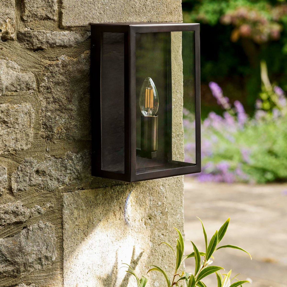 Sandford Outdoor Single Box Lantern In Antique Bronze