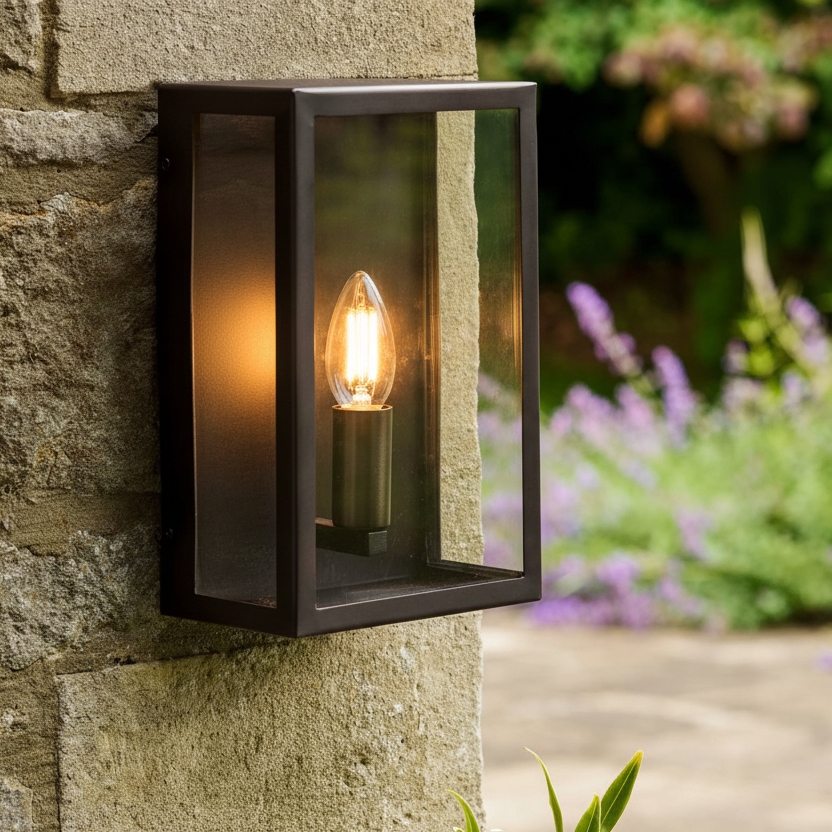 Sandford Outdoor Single Box Lantern In Antique Bronze