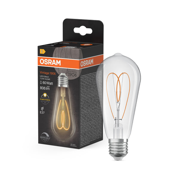 E27 Osram Rustic Warm White Pear Shaped LED 7.2W 2700K 806lm