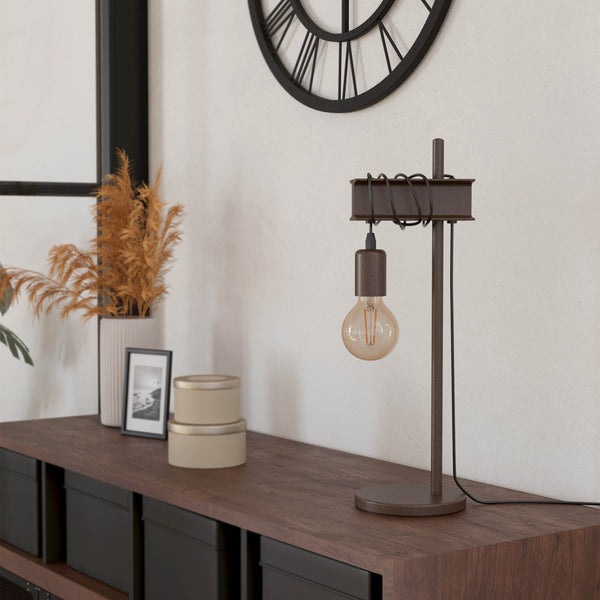 Townshend 4 Industrial Style Table Lamp in Rust Brown