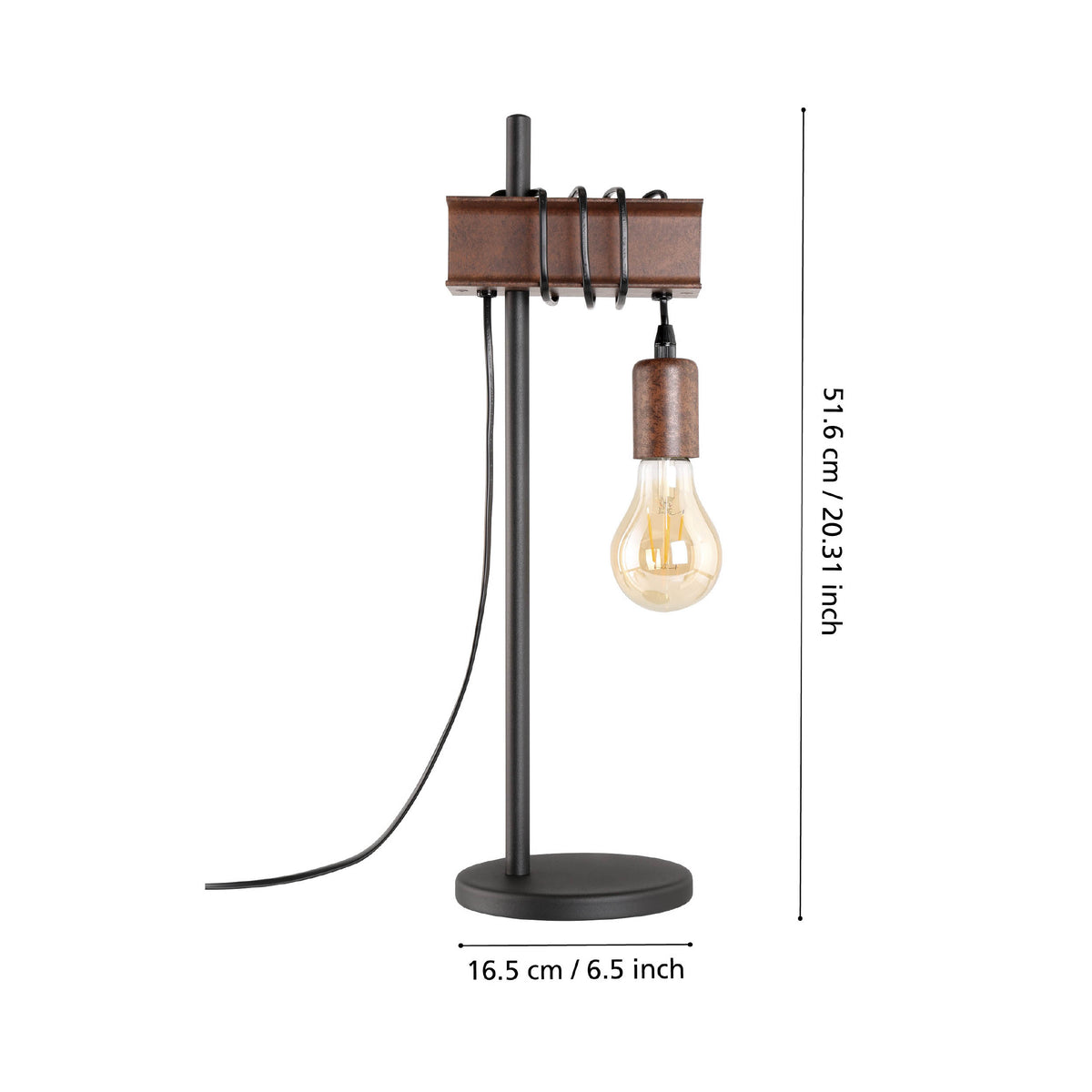 Townshend 4 Industrial Style Table Lamp in Rust Brown