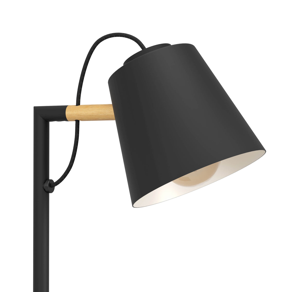 Lacey Table Lamp in Black with Wood Detailing