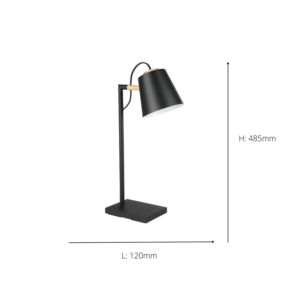 Lacey Table Lamp in Black with Wood Detailing