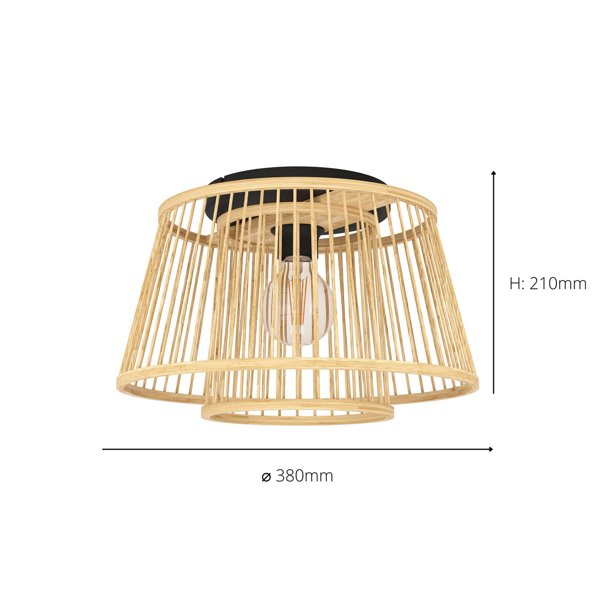 Hykeham Ceiling Light with Natural Bamboo Lampshade