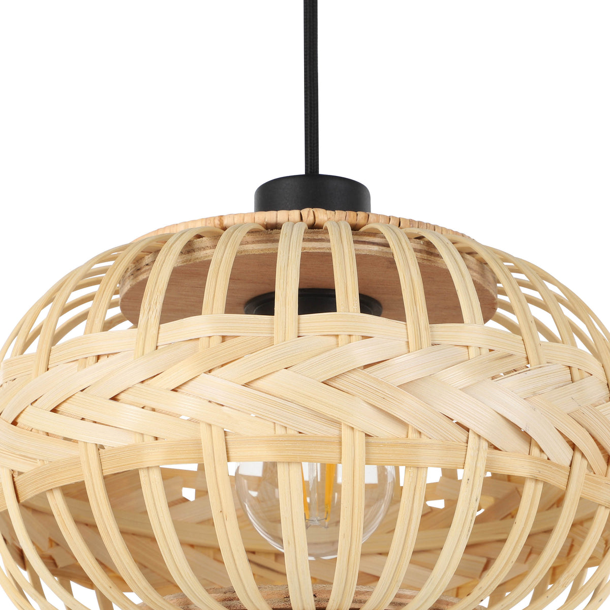 Amsfield 1 Triple Drop Round Bamboo Wickerwork Pendant