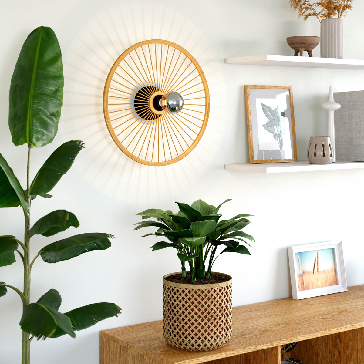 Leominster Wall or Ceiling Light in Natural Bamboo