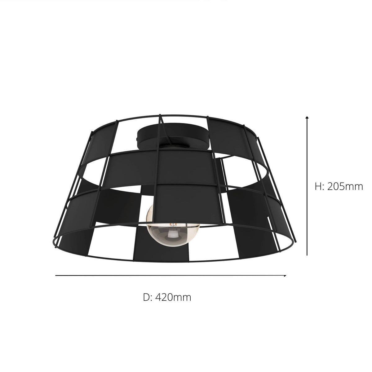 Pontefract Ceiling Light in Black with a Captivating Checkered Pattern