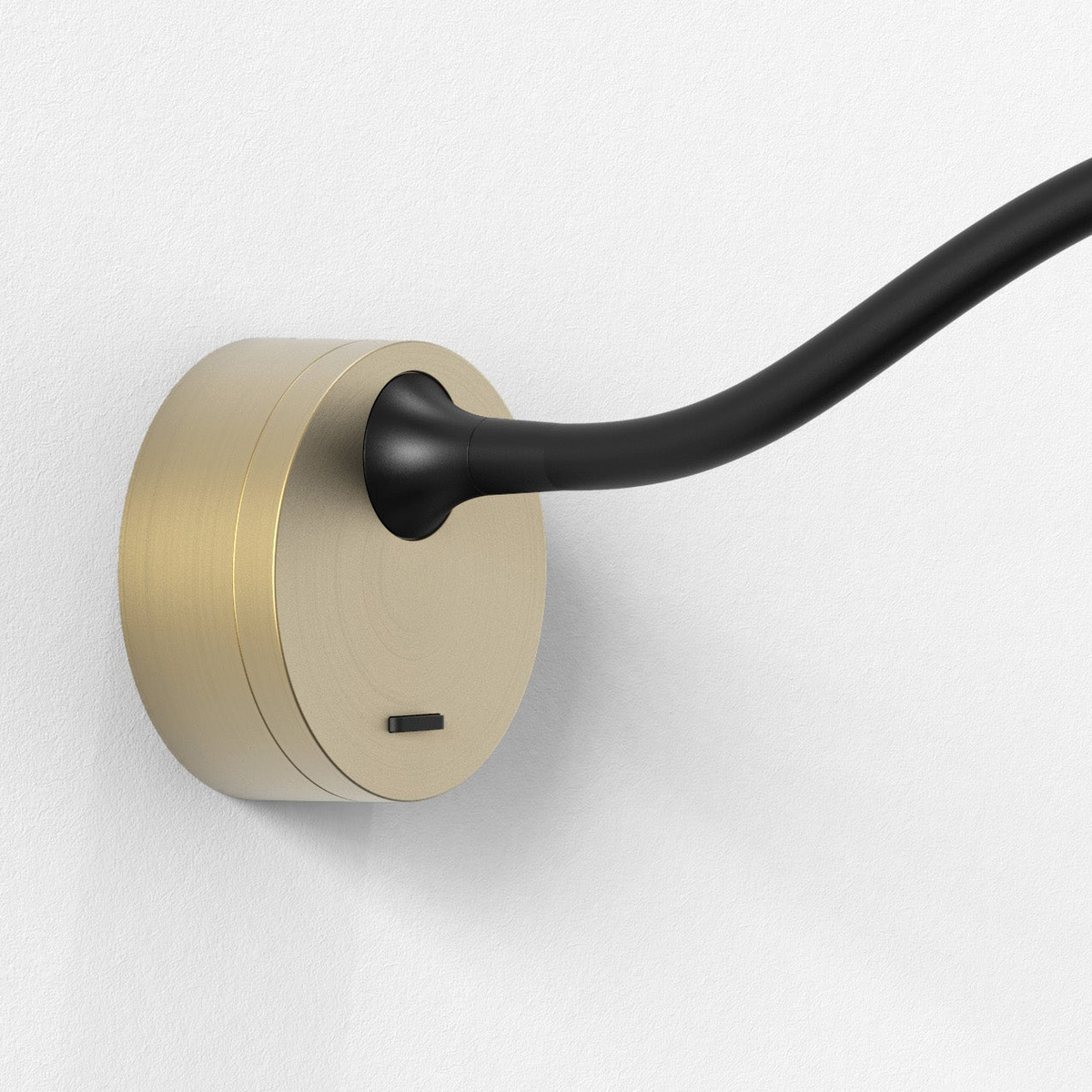 Astro Lucca Surface Switched LED Reading Light in Matt Gold, close up of the base