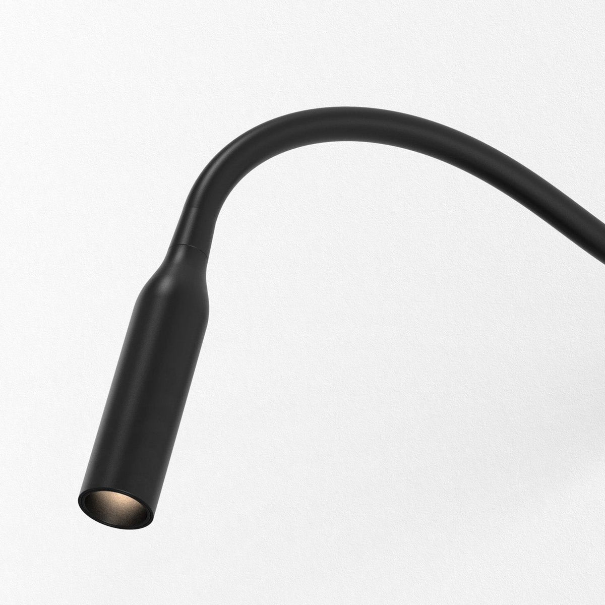 Astro Lucca Recessed Switched LED Reading Light in Matt Black with a curved arm and illuminated tip