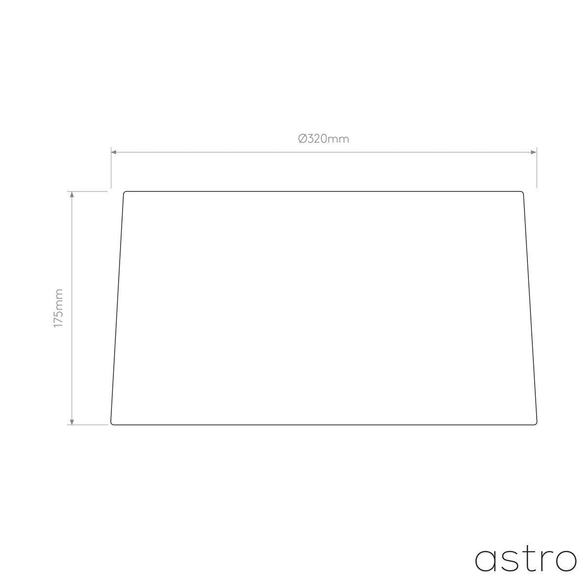 Technical drawing of a rectangular lampshade with dimensions 320mm width and 175mm height