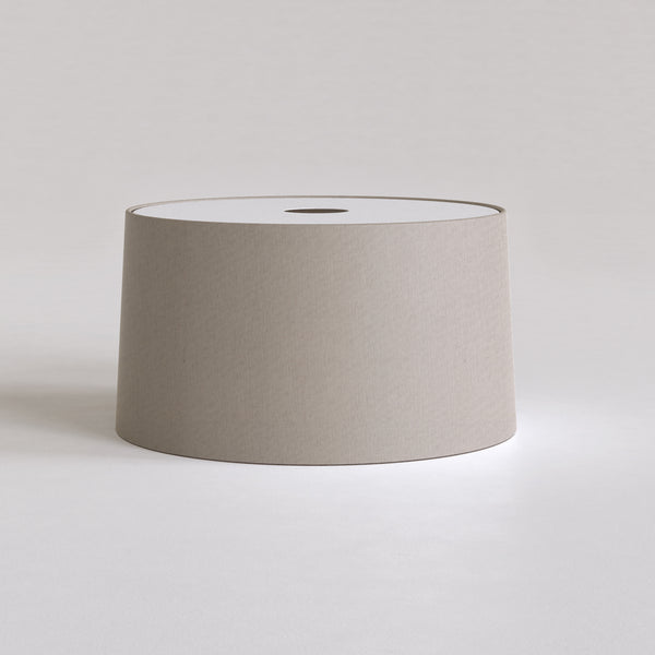 Drum lampshade in a light taupe color