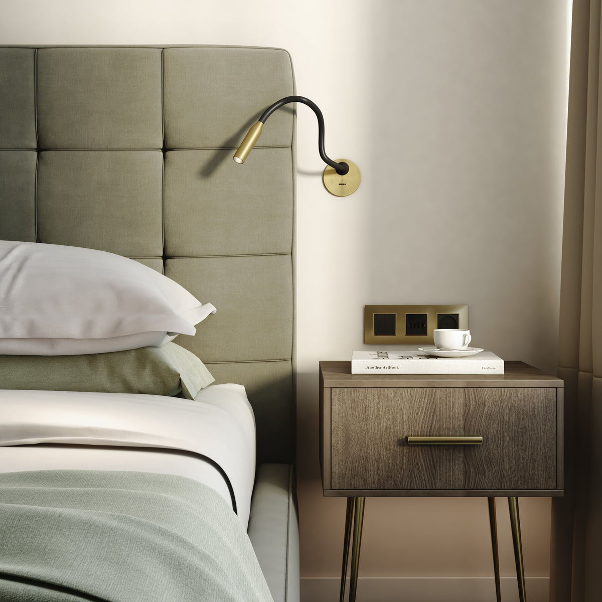 Lucca Recessed Switched LED Reading Light in Matt Gold
