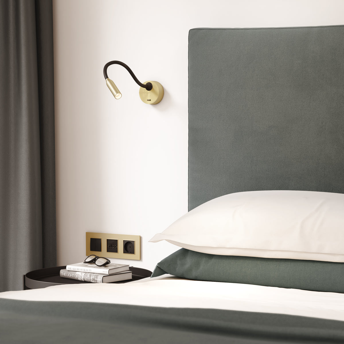 Lucca Surface Switched LED Reading Light in Matt Gold