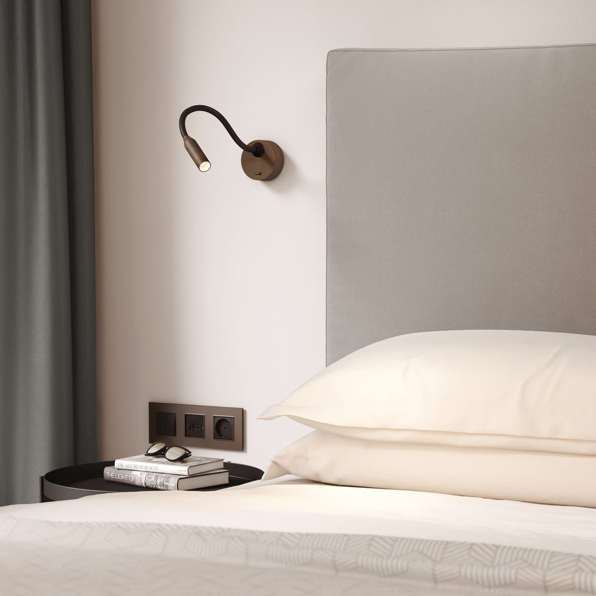 Lucca Surface Switched LED Reading Light in Bronze