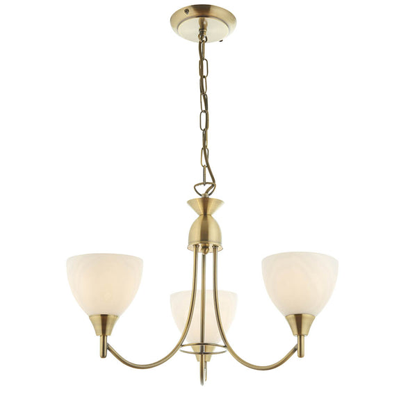 Alton 3lt Pendant in Antique Brass & Opal Glass