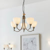 Alton 5lt Pendant in Satin Chrome & Opal Glass