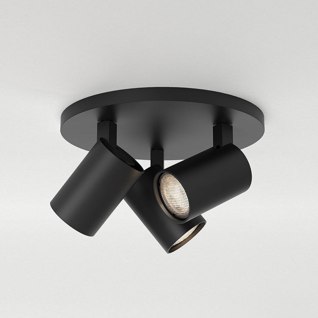 Black ceiling light with three adjustable spotlights