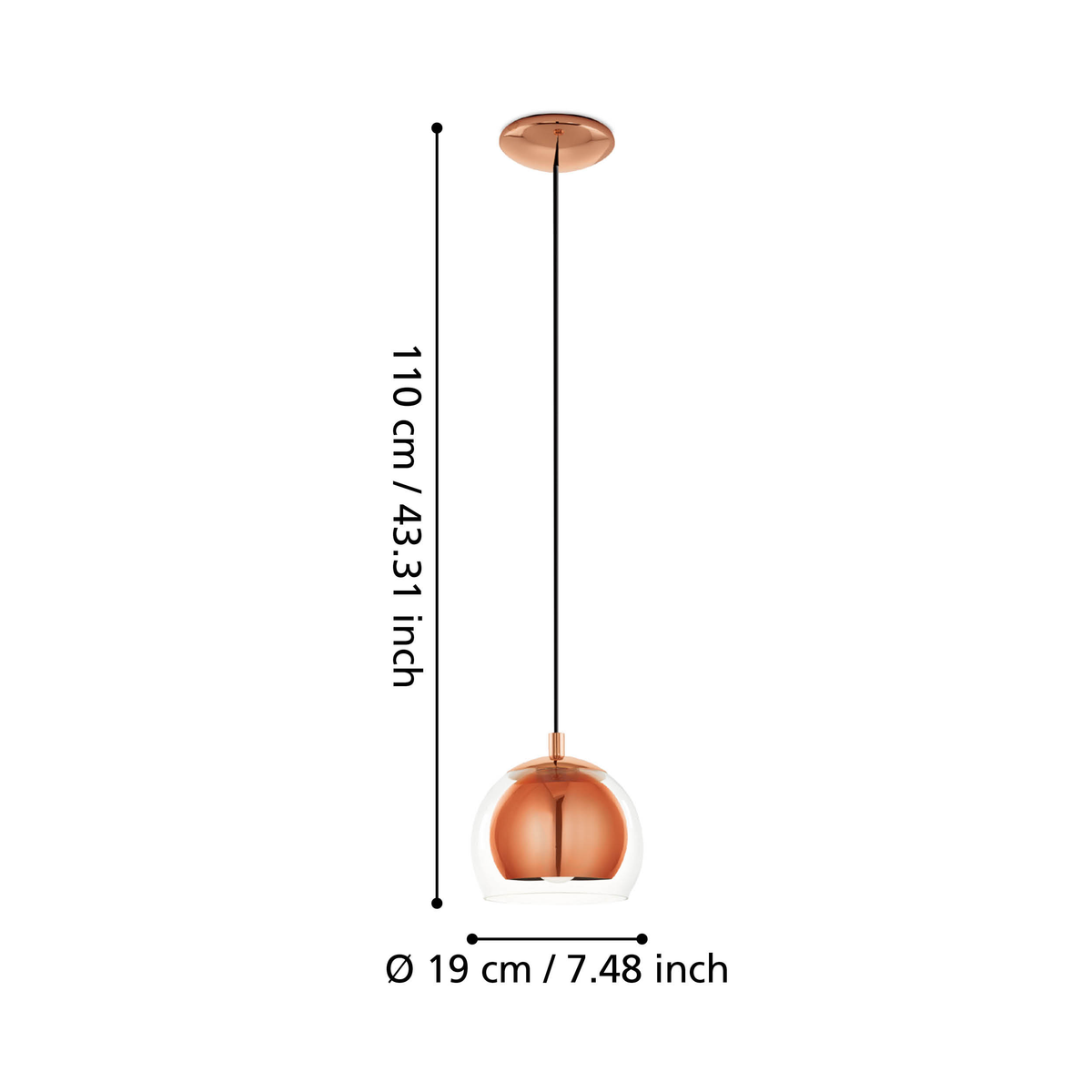 Rocamar Copper and Glass Single Pendant