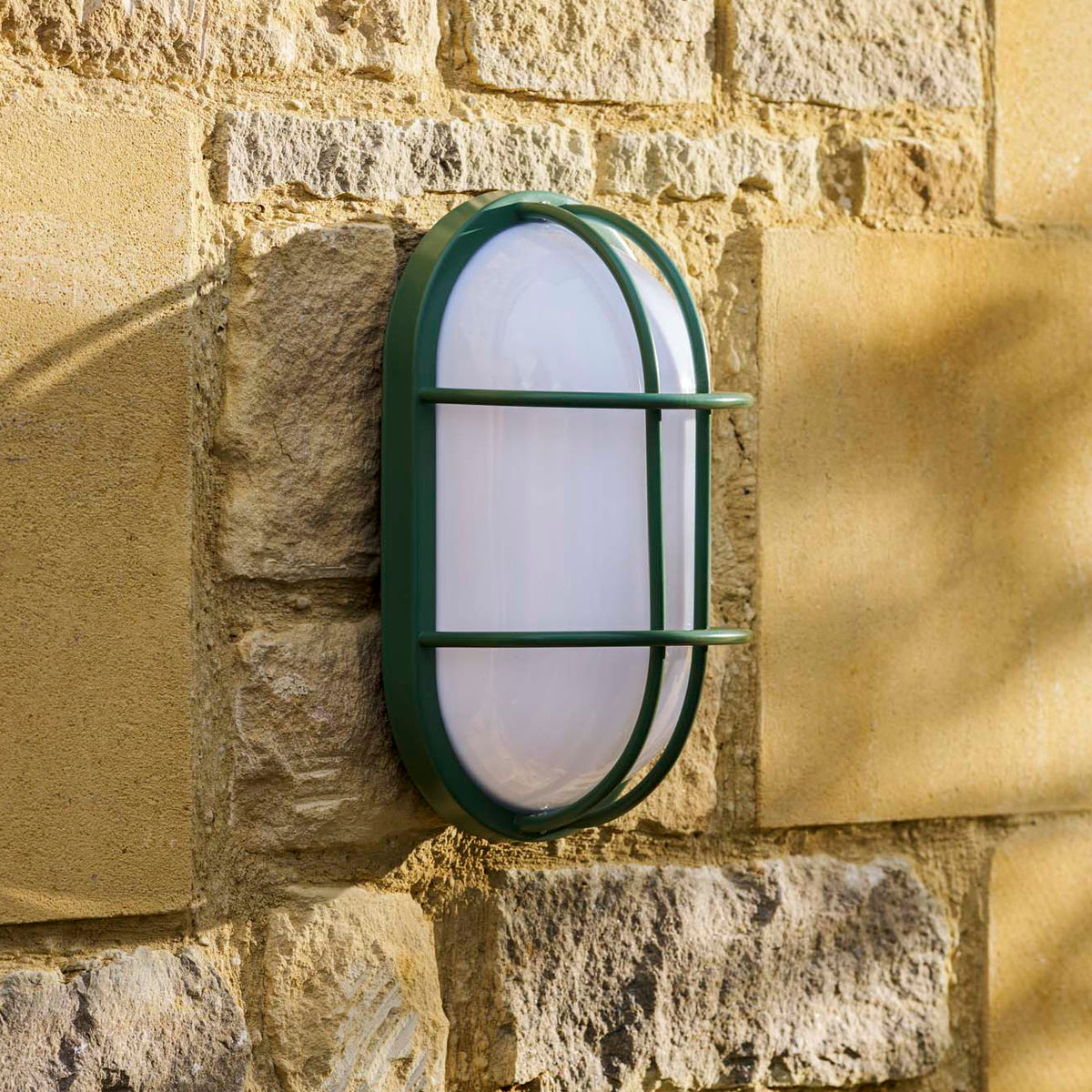 Harbour Bulkhead E27 Oval IP44 Exterior in Thistle Green