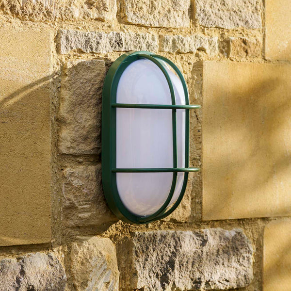 Harbour Bulkhead E27 Oval IP44 Exterior in Thistle Green