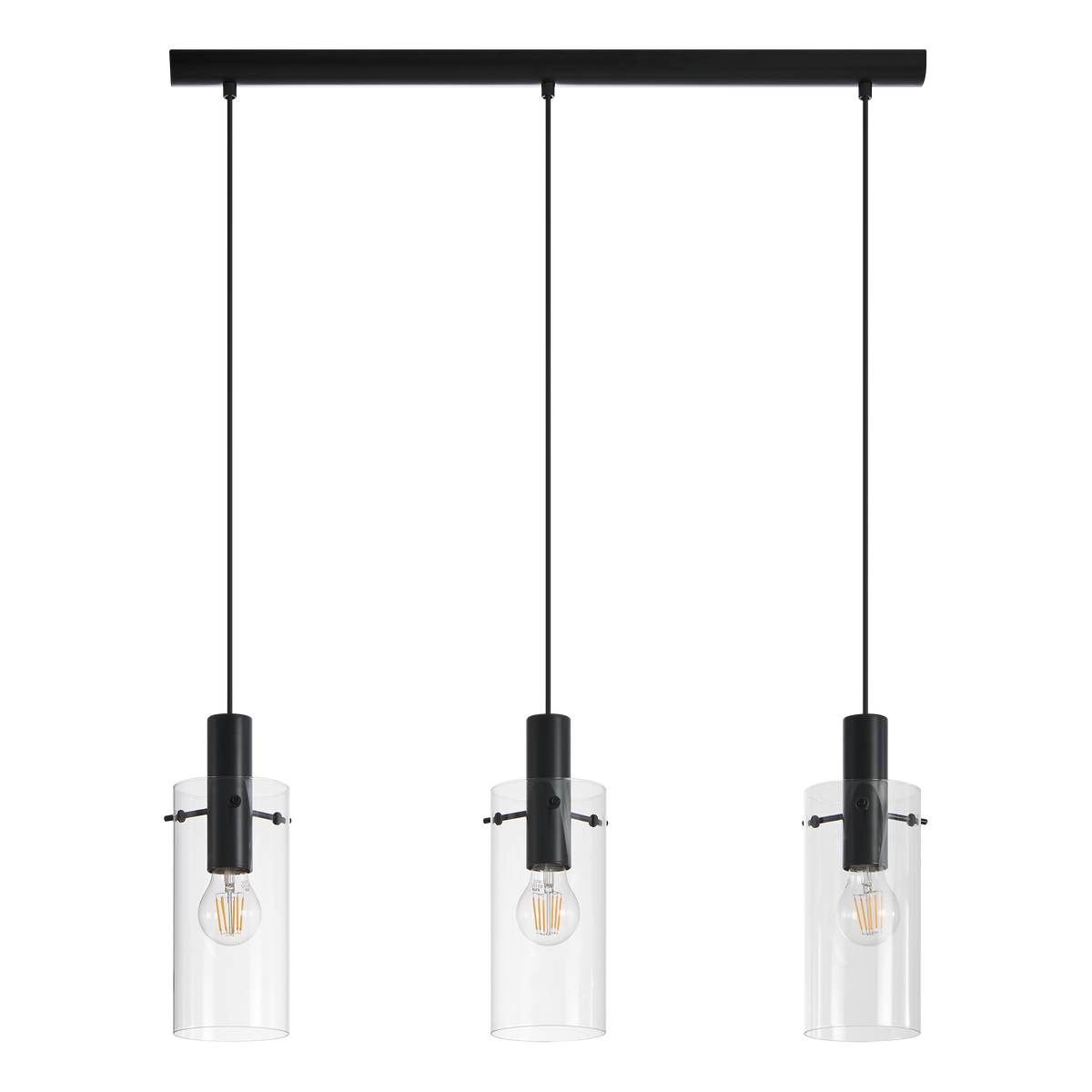 Montefino Triple Bar Pendant in Black with Clear Glass