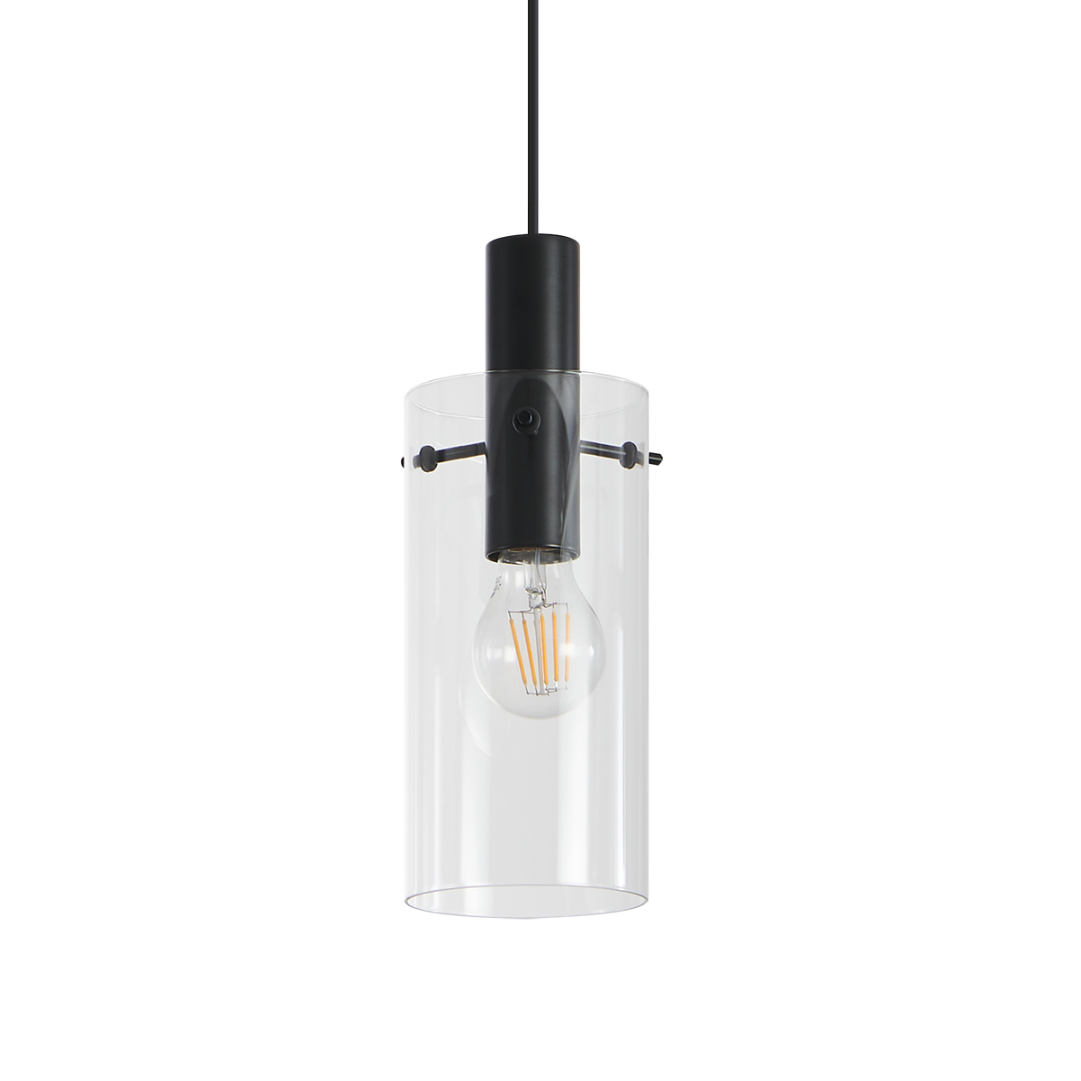 Montefino Triple Bar Pendant in Black with Clear Glass