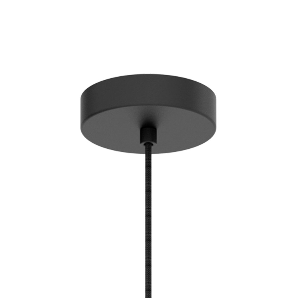 Black ceiling rose with a black braided cable.