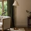 Kelmscot Floor Lamp in Antique Brass With Linen Shade