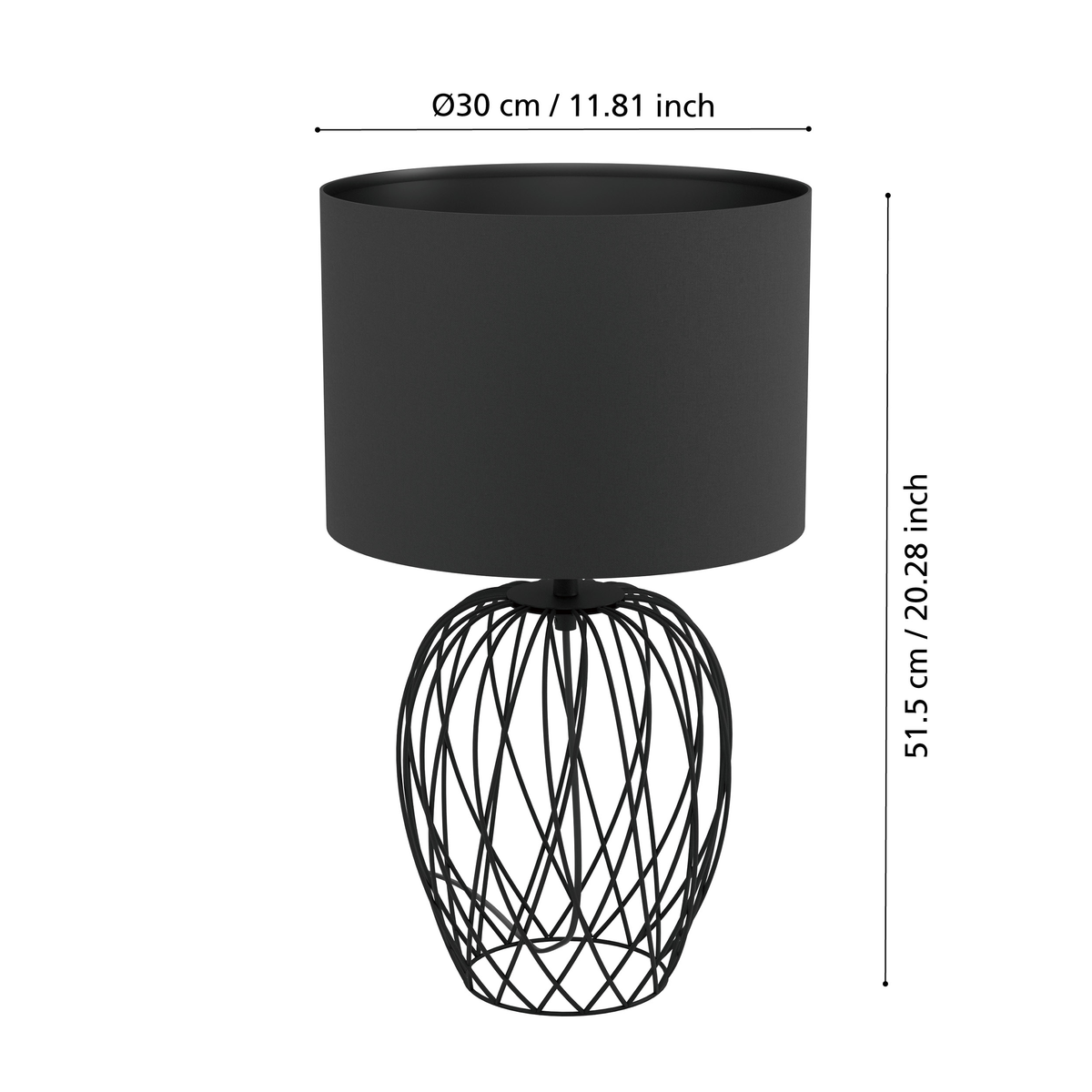 Nimlet Table Lamp in Black with Black Fabric Shade