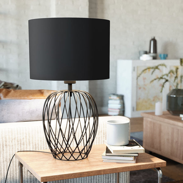 Nimlet Table Lamp in Black with Black Fabric Shade
