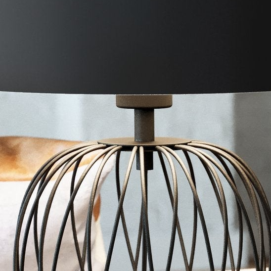 Nimlet Table Lamp in Black with Black Fabric Shade