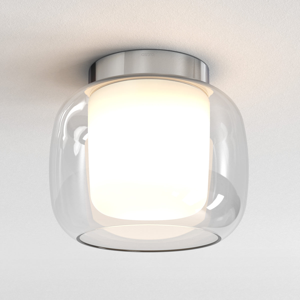 Astro ceiling light with a clear glass shade and a white inner diffuser