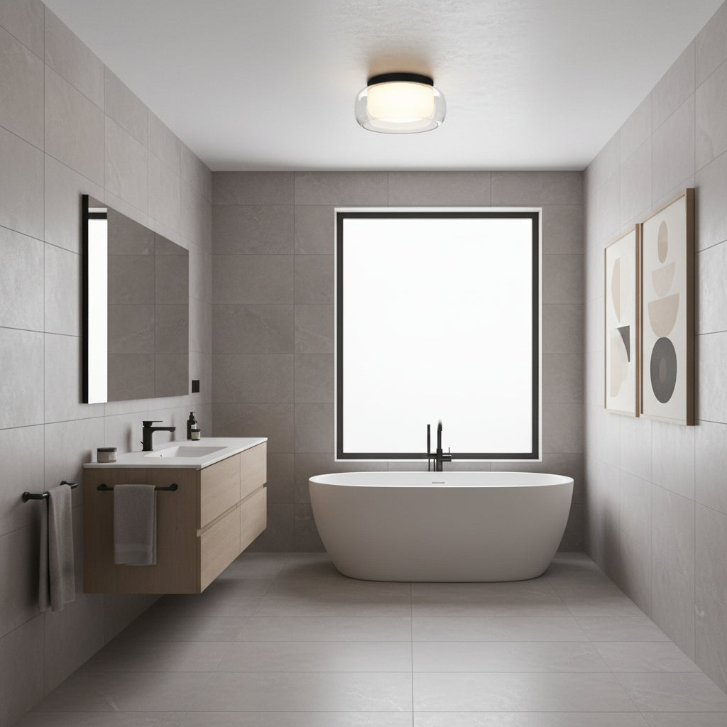 Aquina 360mm IP44 Ceiling Light in Matt Black